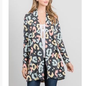 Sage & Charcoal Animal Print Duster